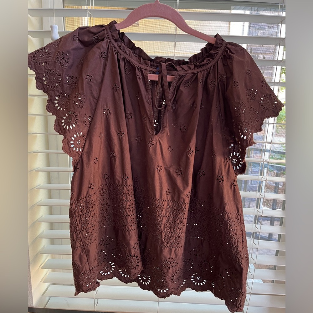 Gap size S chocolate brown peasant blouse